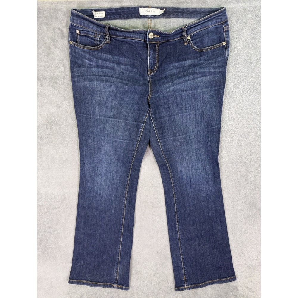 Torrid Jeans Womens 18 Blue Dark Wash Mid Rise Relaxed Bootcut Stretch Denim